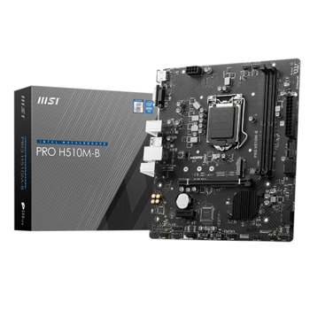 Дънна платка MSI Pro H510M-B (Разопакован продукт), H470, LGA1200, DDR4, PCI-E 3.0 (HDMI&VGA), 1x M.2, 4x SATA 6Gb/s, 2x USB 3.2 Gen1 Type A, mATX | JAR Computers Дънна платка MSI Pro H510M-B (Разопакован)