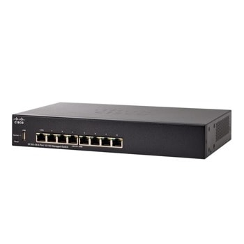 Суич Cisco SF350-08 SF350-08-K9-EU, 100Mbps, 8 порта, 8x 10/100 | JAR Computers CISCO SF350-08 SF350-08-K9-EU