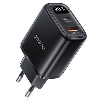 yesido yc68 digital display dual fast 20w черен