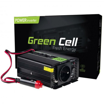 Инвертор Green Cell INV06, 150W, от DC 12V към AC 230V, 1x USB-A, модифицирана синусоида, за кола | JAR Computers Green Cell 12V to 230V 150W/300W INV06
