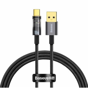 Кабел Baseus Explorer USB-A to USB-C (CATS000201), от USB A(м) към USB C(м), 1m, 100W, черен | JAR Computers Baseus Explorer USB-A to USB-C CATS000201