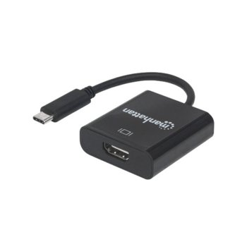 Преходник Manhattan 151788, от USB 3.1 Type C(м) към HDMI(ж), до 4K резолюция, черен | JAR Computers Manhattan USB 3.1 Type C(м) към HDMI(ж) 151788