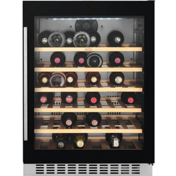 Виноохладител AEG SWB66001DG, енергиен клас G, 145 л. общ обем, за вграждане, 148 kWh/годишен разход, стъклена врата, устойчива на UV лъчи, черен image