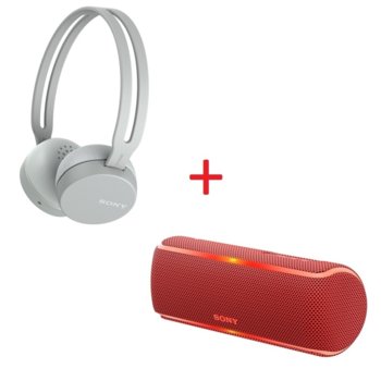 Комплект Sony WH-CH400 Gray + SRS-XB21 Red