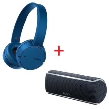 Комплект Sony WH-CH500 Blue + SRS-XB21 Black