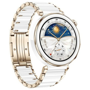 Смарт часовник Huawei Watch GT5 Pro 42мм Jana-B29C (Ceramic), 1.32" (3.35cm) AMOLED дисплей, Bluetooth, GPS, оптичен сензор за пулс, до 7 дни време на работа, 5ATM, бяла керамична каишка | JAR Computers Huawei Watch GT5 Pro 42мм Jana-B29C Ceramic