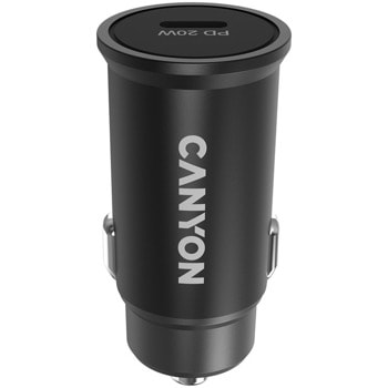 Зарядно за кола Canyon CNS-CCA20B, от автомобилна запалка към 1x USB C(ж), 20W, черно | JAR Computers Canyon CNS-CCA20B