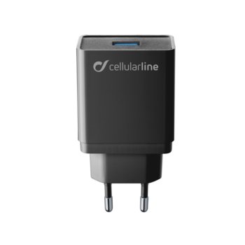 Зарядно устройство Cellularline, от контакт към USB A(ж), 18W, Qualcomm® Quick Charge, черно | JAR Computers Cellularline Power Delivery USB, 18W, Black