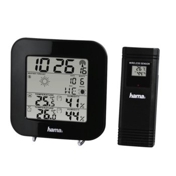 Електронна метеостанция HAMA EWS-200, термометър, барометър, хигрометър, час, аларма, черна | JAR Computers Hama EWS-200 186310