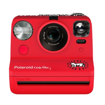 Фотоапарат Polaroid Now - Keith Haring 2021 (червен), моментални снимки, светкавица, 750mAh батерия, USB image
