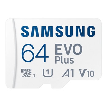 Карта памет 64GB microSDXC с адаптер, Samsung EVO+ MB-MC64SA/EU, U1, V10, A1, скорост на четене до 160MB/s | JAR Computers SAMSUNG 64GB EVO+ MB-MC64SA/EU