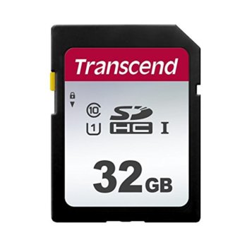 Карта памет 32GB SDHC, Transcend 300S, Class 10 UHS-I U1, скорост на четене 95MB/s, скорост на запис 45MB/s | JAR Computers 32GB SDHC Transcend TS32GSDC300S