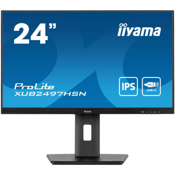 Монитор Iiyama ProLite XUB2497HSN-B1, 23.8" (60.45cm) IPS панел, 100Hz, Full HD, 1ms, 80 000 000:1, 250cd/m2, DisplayPort, HDMI, USB Hub, USB-C, LAN | JAR Computers Iiyama ProLite XUB2497HSN-B1