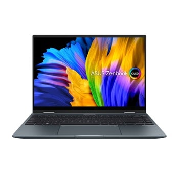 Лаптоп Asus Zenbook Flip OLED UP5401EA-OLED-KN721X (90NB0V41-M000N0)(сив), четирядрен Tiger Lake Intel Core i7-1165G7 2.8/4.7 GHz, 14.0" (35.56 cm) WQXGA+ OLED Touchscreen Glare Display, (HDMI), 16GB DDR4, 512GB SSD, Windows 11 Pro | JAR Computers Asus Zenbook Flip OLED UP5401EA-OLED-KN721X