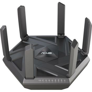 Рутер Asus RT-AXE7800, 7800Mbps, 2.4GHz (574 Mbps)/ 5GHz (4804 Mbps)/6GHz (2402 Mbps), 1x 2.5G Mbps for WAN/LAN, 1 x RJ45 10/100/1000Mbps for WAN/LAN, 3x RJ45 10/100/1000Mbps for LAN, 1x USB 3.2 Gen 1 Port image