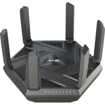 Рутер Asus RT-AXE7800, 7800Mbps, 2.4GHz (574 Mbps)/ 5GHz (4804 Mbps)/6GHz (2402 Mbps), 1x 2.5G Mbps for WAN/LAN, 1 x RJ45 10/100/1000Mbps for WAN/LAN, 3x RJ45 10/100/1000Mbps for LAN, 1x USB 3.2 Gen 1 Port | JAR Computers ASUS RT-AXE7800 90IG07B0-MU9B00