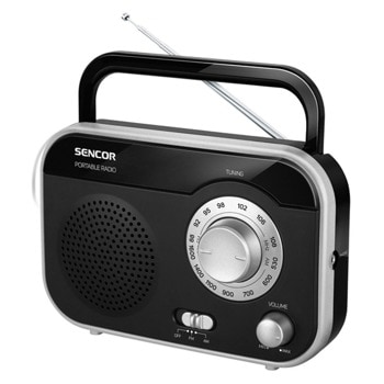 Радио Sencor SPT 2320, 1.0, 1W, Аналогов AM/FM приемник, AM 530 – 1600 kHz, FM 87.5 – 108 MHz, AUX, черно image
