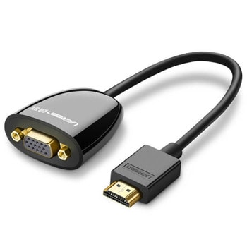 Преходник Ugreen 40253, от HDMI(м) към VGA(ж), черен | JAR Computers Ugreen HDMI Male to VGA Female Adapter