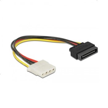 Захранващ кабел DeLock 60136, SATA 15pin(м) към 4pin Molex(ж), 0.2m | JAR Computers DeLock SATA 15 pin - molex 4 pin 60136