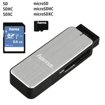 HAMA 123900 USB 3.0 SD microSD сребрист