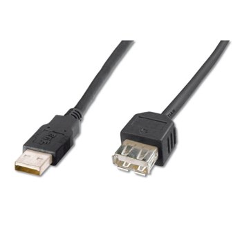 Кабел ASSMANN AK-300200-030-S, USB A(м) към USB A(ж) 3м, черен | JAR Computers ASSMANN USB A(м) към USB A(ж) 3м AK-300200-030-S