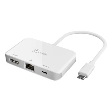 Докинг станция j5Create JCA351, от USB-C към 1x USB-C(PD), 1x HDMI, 1x RJ45, бяла | JAR Computers j5create JCA351