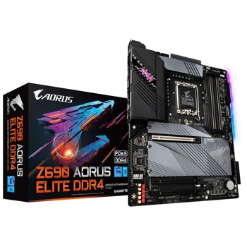 Дънна платка Gigabyte Z690 AORUS Elite DDR4, Z690, LGA 1700, DDR4, PCI-E 5.0 (DP&HDMI)(CF), 6x SATA 6Gb/s, 3x M.2, 1x USB Type-C, ATX | JAR Computers Gigabyte Z690 AORUS Elite DDR4