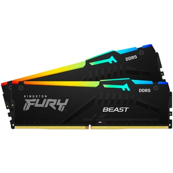 Памет 64GB (2x 32GB) DDR5 5200 MT/s, Kingston FURY Beast RGB KF552C40BBAK2-64, 1.1 V | JAR Computers 32GB (2x 32GB) Fury Beast RGB 5200MHz