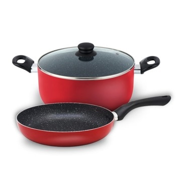 Комплект съдове SAPIR SP 1318 P3, алуминий, мраморно покритие, 3 части, червен | JAR Computers Sapir SP 1318 P3