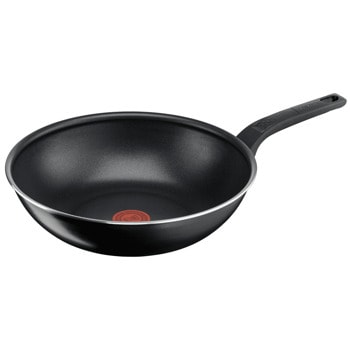 Уок тиган Tefal Simply Clean Wok 28, алуминий, титаниево покритие, диаметър 28cm, дълбочина 7.74cm, черен | JAR Computers Tefal Simply Clean Wok frypan 28 B5671953