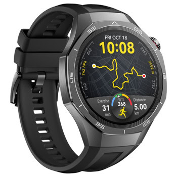 Смарт часовник Huawei Watch GT5 Pro 46мм Vili-B29F (Black Fluoroelastomer), 1.43" (3.63cm) AMOLED дисплей, Bluetooth, GPS, оптичен сензор за пулс, до 14 дни време на работа, 5ATM, черна флуороеластомерна каишка | JAR Computers Huawei Watch GT5 Pro 46мм Vili-B29F Black Fluoroel