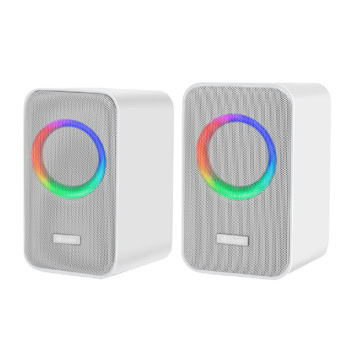 Тонколони Kisonli X20, 2.0, 20W (10W + 10W), 3.5mm жак, бели, RGB подсветка | JAR Computers Тонколони Kisonli X20 White