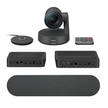 Конферентна камера Logitech Rally Ultra-HD ConferenceCam, 4K/UHD, вграден микрофон, управляема (PTZ), LAN, HDMI, USB, | JAR Computers Logitech Rally Ultra-HD ConferenceCam - Black