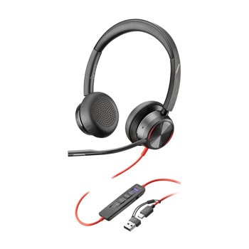 Конферентни слушалки Poly Blackwire 8225 Stereo, шумопотискащ микрофон, 32mm говорители, ANC шумопотискане, сертифицирани за Microsoft Teams, USB-C/A, черни | JAR Computers Poly Blackwire 8225 Stereo MS 8X225AA