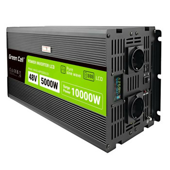 Инвертор Green Cell P5000LCD, 5000W, от DC 48V към AC 230V, 2x Schuko, чиста синусоида, за кола | JAR Computers Green Cell P5000LCD