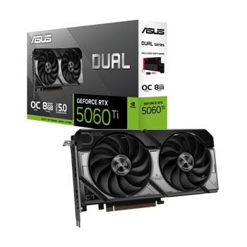 Видео карта Nvidia GF RTX 5060 Ti, 8GB, Asus Dual, OC, PCI-E 5.0, GDDR7, 128-bit, DisplayPort, HDMI | JAR Computers Asus GF RTX 5060 Ti Dual OC 8GB 90YV0MP2-M0NA00
