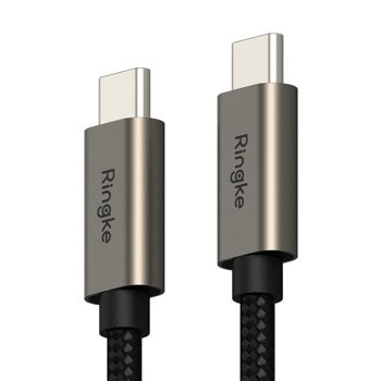 Кабел Ringke KF2323421, от USB C(м) към USB C(м), 1m, 60W, черен | JAR Computers Ringke KF2323421