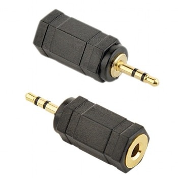 Преходник Gembird A-3.5F-2.5M, от 1x AUX(ж) към 1x AUX(м), черен | JAR Computers Gembird A-3.5F-2.5M