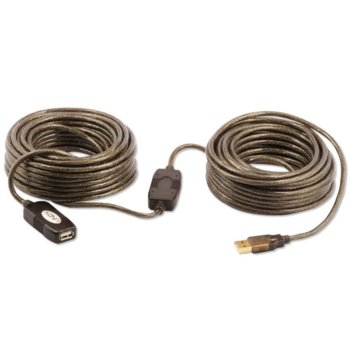 Кабел Lindy 42631, USB Type A(м) към USB Type А(ж), 20m, кафяв, удължителен | JAR Computers LINDY LNY-42631 USB 2.0 A M / A F 20.0 м