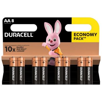 Батерии алкални Duracell LR6/MN1500(DBAALR6), АА, 1.5 V, 8 бр. в опаковка | JAR Computers Duracell LR6/MN1500 AA 1.5V 8бр.