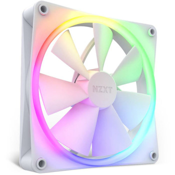 Вентилатор 140mm, NZXT F140 RGB White (RF-R14SF-W1), 4-pin PWM, 1800 rpm, RGB подсветка, бял | JAR Computers NZXT F140 RGB White RF-R14SF-W1