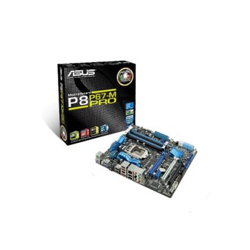 Дънна платка Asus P8P67-M PRO, P67, LGA1155, DDR3 @ 2200MHz, 2xPCI-E, SB7.1 DTS, Lan1000, 2xSATA 6Gb/s RAID 0,1,5,10, 2xUSB3.0, 2x1394, uATX | JAR Computers Asus P8P67-M PRO