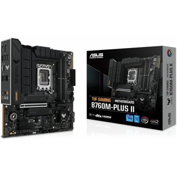 Дънна платка Asus TUF GAMING B760M-PLUS II, B760, LGA1700, DDR5, PCI-E 5.0 (DP&HDMI), 4x SATA 6Gb/s, 3x M.2 slots, 1x USB 3.2 Gen 2x2 Type-C, 1x USB 3.2 Gen 2, Micro ATX | JAR Computers Asus TUF GAMING B760M-PLUS II 90MB1HD0-M0EAY0