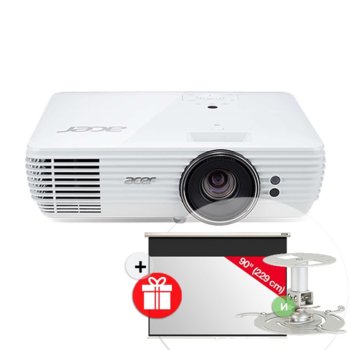 Проектор Acer P5230 в комплект с екран Acer M90-W01MG 90" (228.60 cm) и подарък стойка за проектор Acer CM-01S Short, 20 000:1, 4200 lm, Wi-Fi, 2x HDMI, 2x VGA, 1x USB A, RJ-45, RS-232 | JAR Computers Acer P5230 + M90-W01MG + CM-01