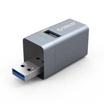 USB Хъб Orico MINI-U32L-GY, от USB Type-A към 1x USB 3.0 Type-A/2x USB 2.0 Type-A, сив image