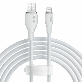 Кабел Baseus Pudding, от USB A(м) към Lightning(м), 2m, бял | JAR Computers кабел pudding usb a m to lightning m