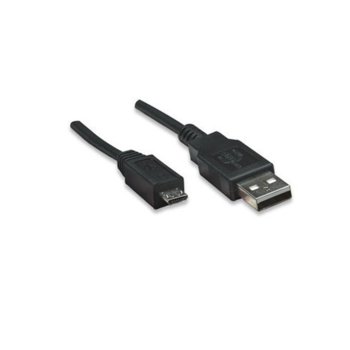 Кабел Manhattan 325684, USB А(м) към USB Micro B(м), 3m, черен | JAR Computers Manhattan 325684 USB А(м) към USB Micro B(м) 3m