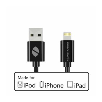 Кабел ZeroLemon USB A(м) към USB Lightning, 2m, черен | JAR Computers ZeroLemon USB A to USB Lightning 2m Y354