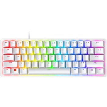 Клавиатура Razer Huntsman Mini - Mercury (RZ03-03390300-R3M1), геймърска, механична, clicky optical суичове, RGB подсветка, US layout, бяла, USB | JAR Computers Razer Huntsman Mini Mercury RZ03-03390300-R3M1