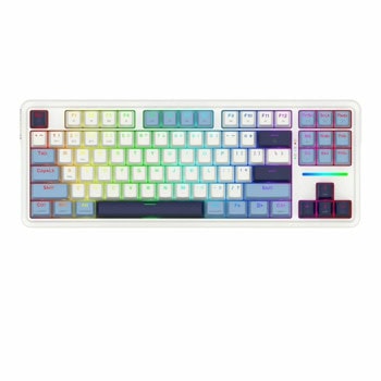 Клавиатура Redragon Antonium Pro White, безжична/жична, механична, гейминг, Huano суичове, RGB подсветка, синьо-бяла, Bluetooth, USB, USB-C | JAR Computers Redragon Antonium Pro White K728WBB-RGB-PRO